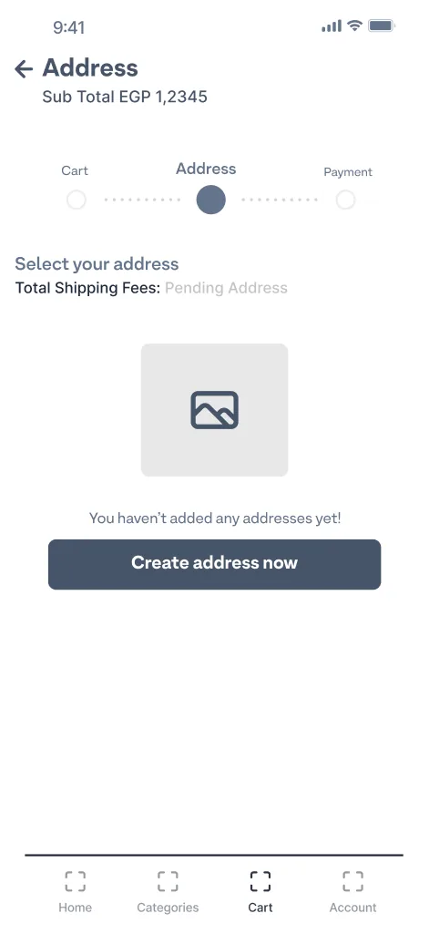 Address wireframe with no saved address