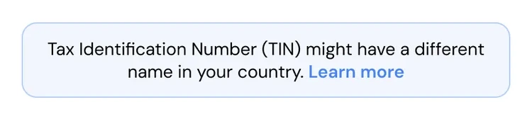 Inline hint about tax numbers