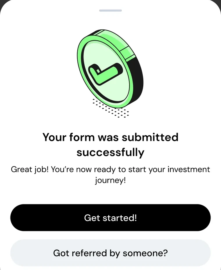 Success bottom sheet over a scrim