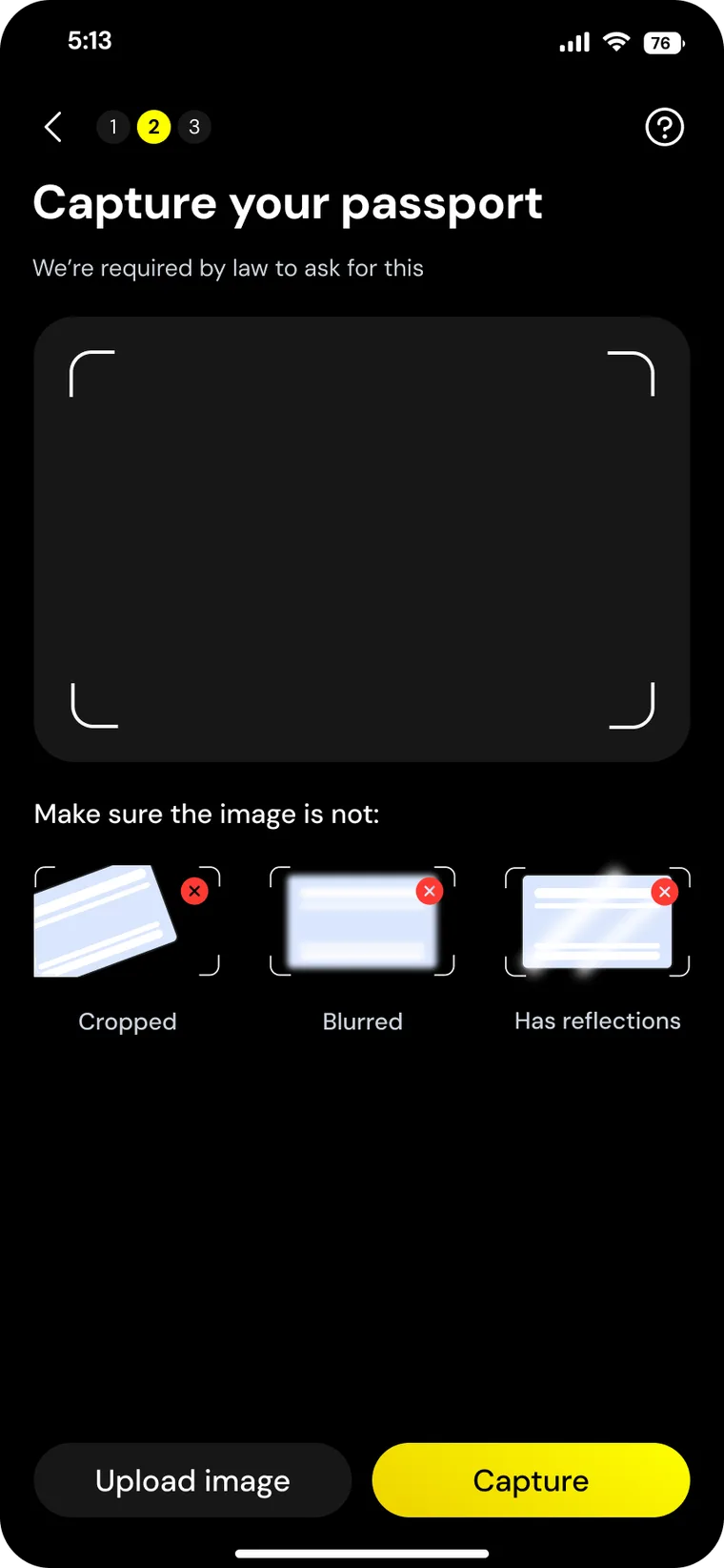 New ID capture step with clear photo rules