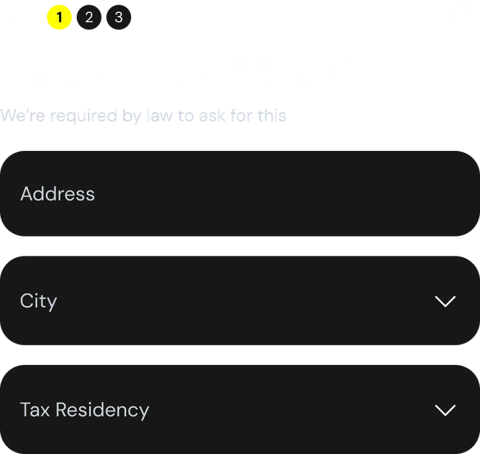 Address form in dark mode