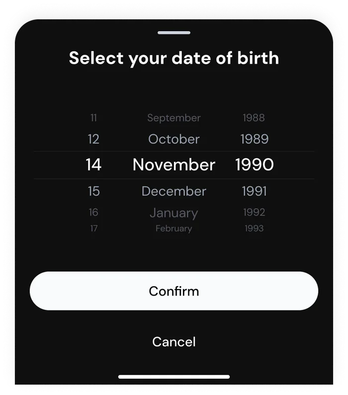 Date picker in dark mode